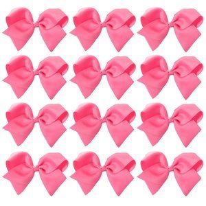 12pc Baby Girls Teens Women Solid 6" Hair Bows